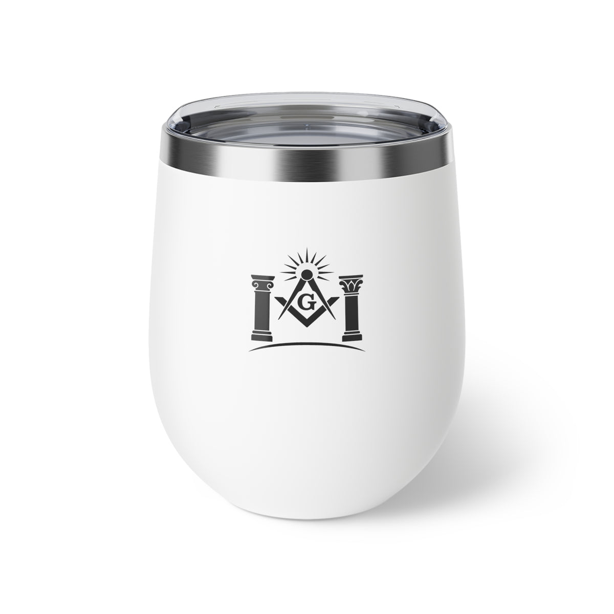 Master Mason Blue Lodge Vacuum Cup - Square & Compass G with Pillars & Light