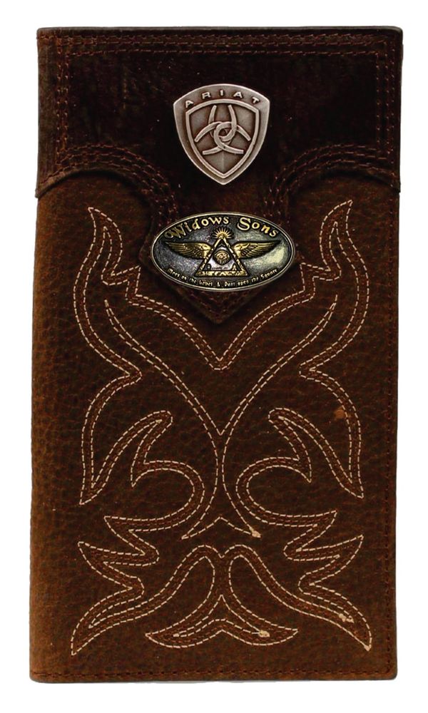Custom Ariat Widows Sons Premium Shield Long Wallet Brown - Bricks Masons
