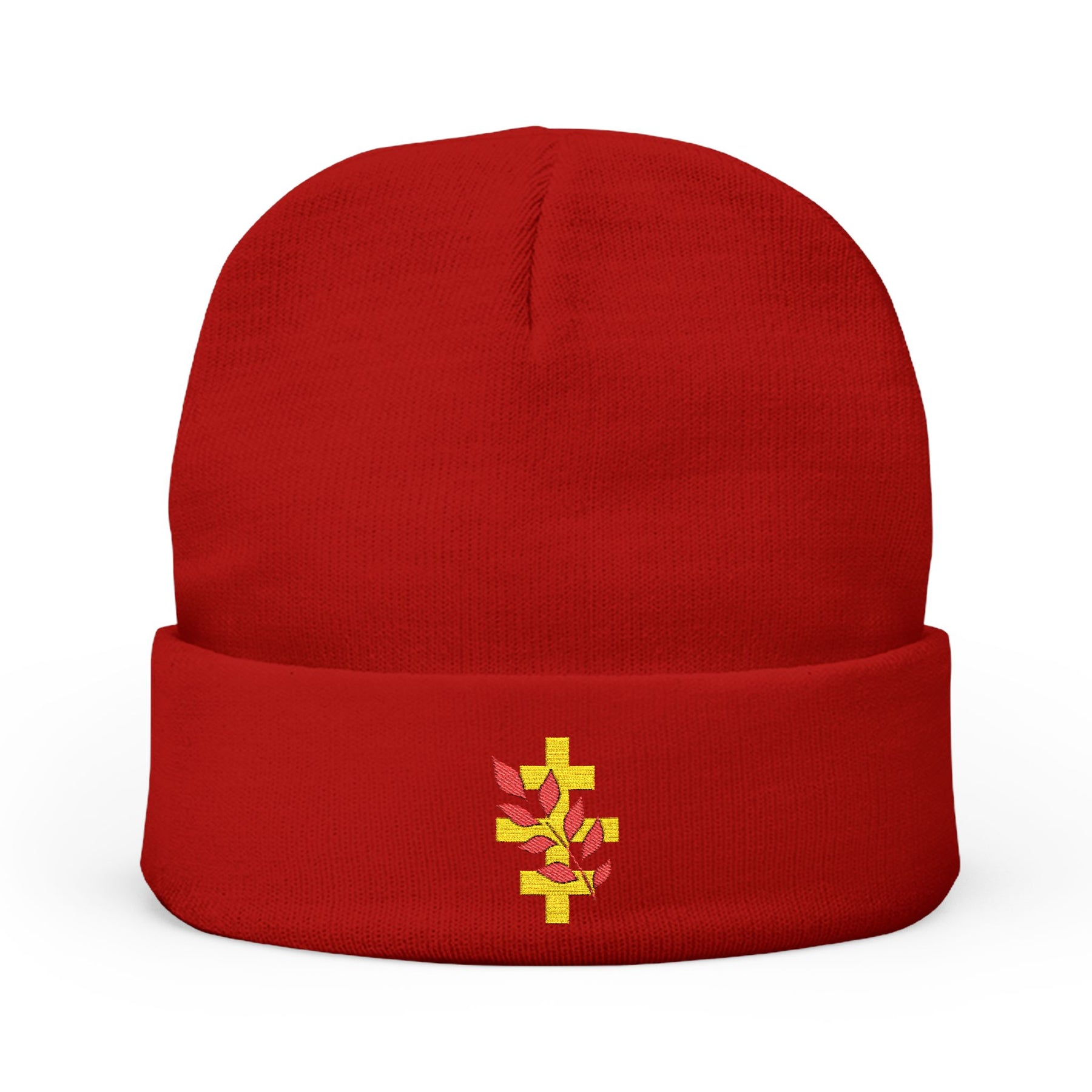 Red Branch of Eri Beanie - Knit Embroidery Red & Gold Emblem Various Colors - Bricks Masons
