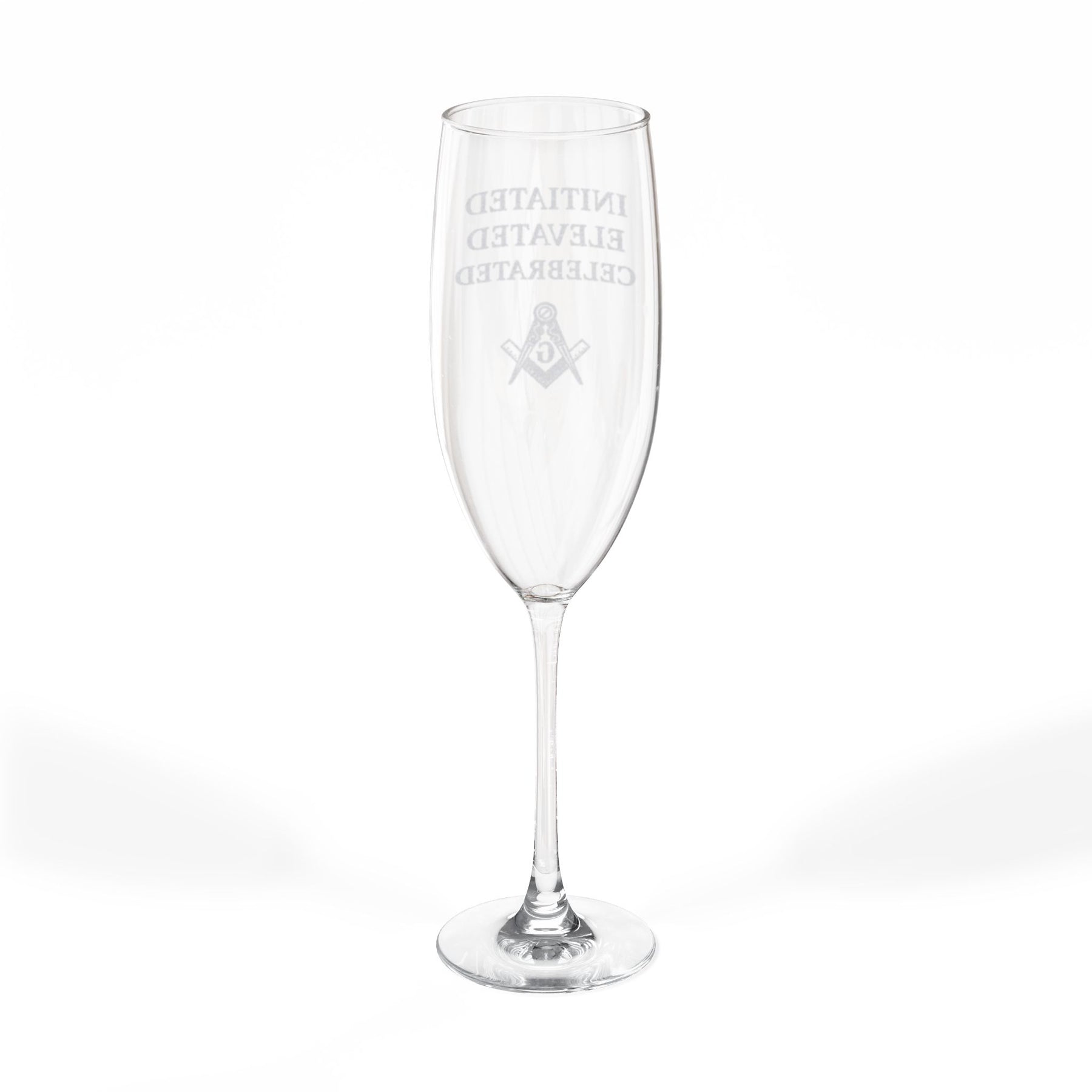 Master Mason Blue Lodge Champagne Flute - S&C G Initiated Elevated Celebrated