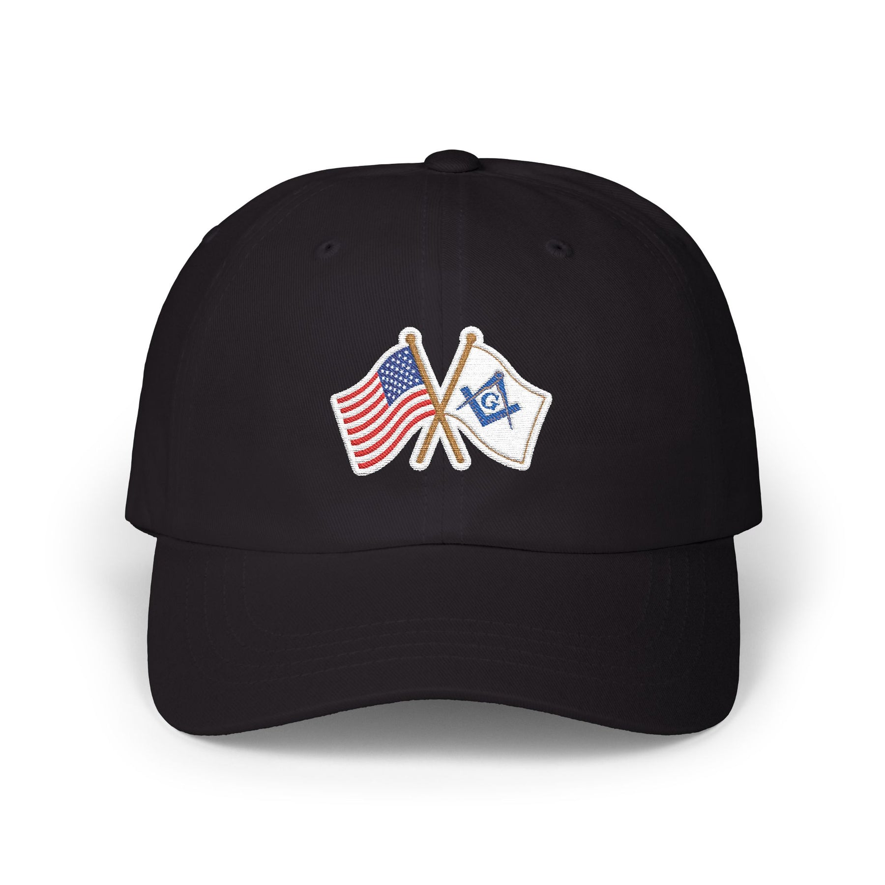 Master Mason Blue Lodge Baseball Cap - Cotton Various Colors Crossed Flags - Bricks Masons