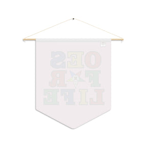 OES Pennant - OES for Life Pink Polyester Twill With Wooden Dowel - Bricks Masons