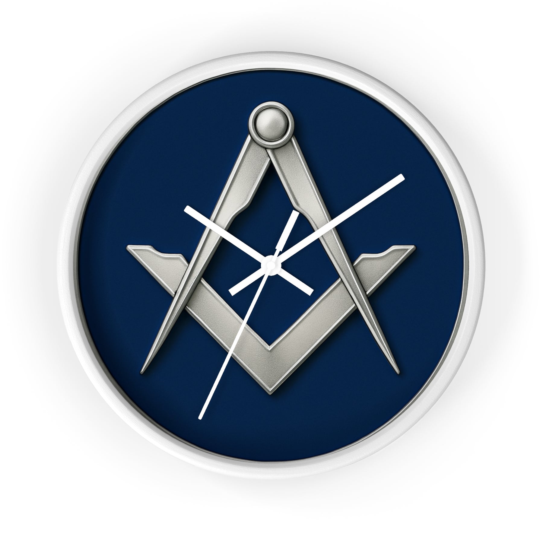 Master Mason Blue Lodge Clock - Minimalist Square & Compass in Wooden Frame - Bricks Masons