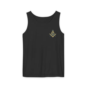 Master Mason Blue Lodge Tank Top - Garment-Dyed Square & Compass G - Bricks Masons