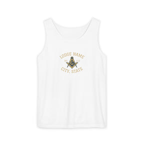 Master Mason Blue Lodge Tank Top - Personalizable Garment-Dyed Square & Compass G - Bricks Masons