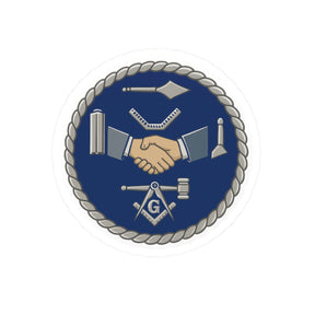 Master Mason Blue Lodge Sticker Decal - Kiss-Cut Blue & Silver Masonic Tools - Bricks Masons