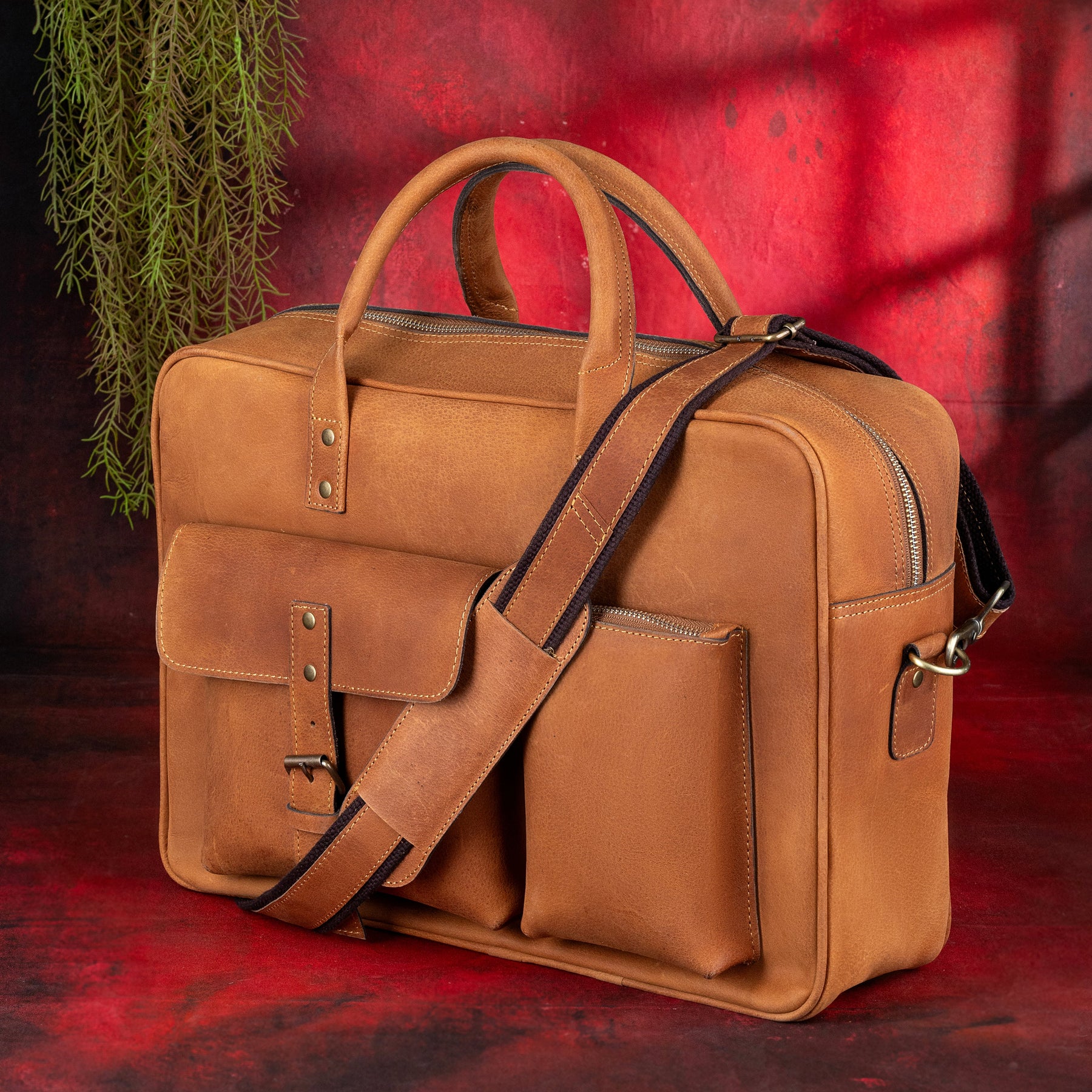 Shriners Briefcase - Brown Leather - Bricks Masons