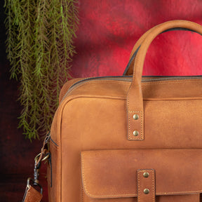 OES Briefcase - Brown Leather - Bricks Masons