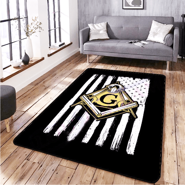 Master Mason Blue Lodge Rug - Black & White