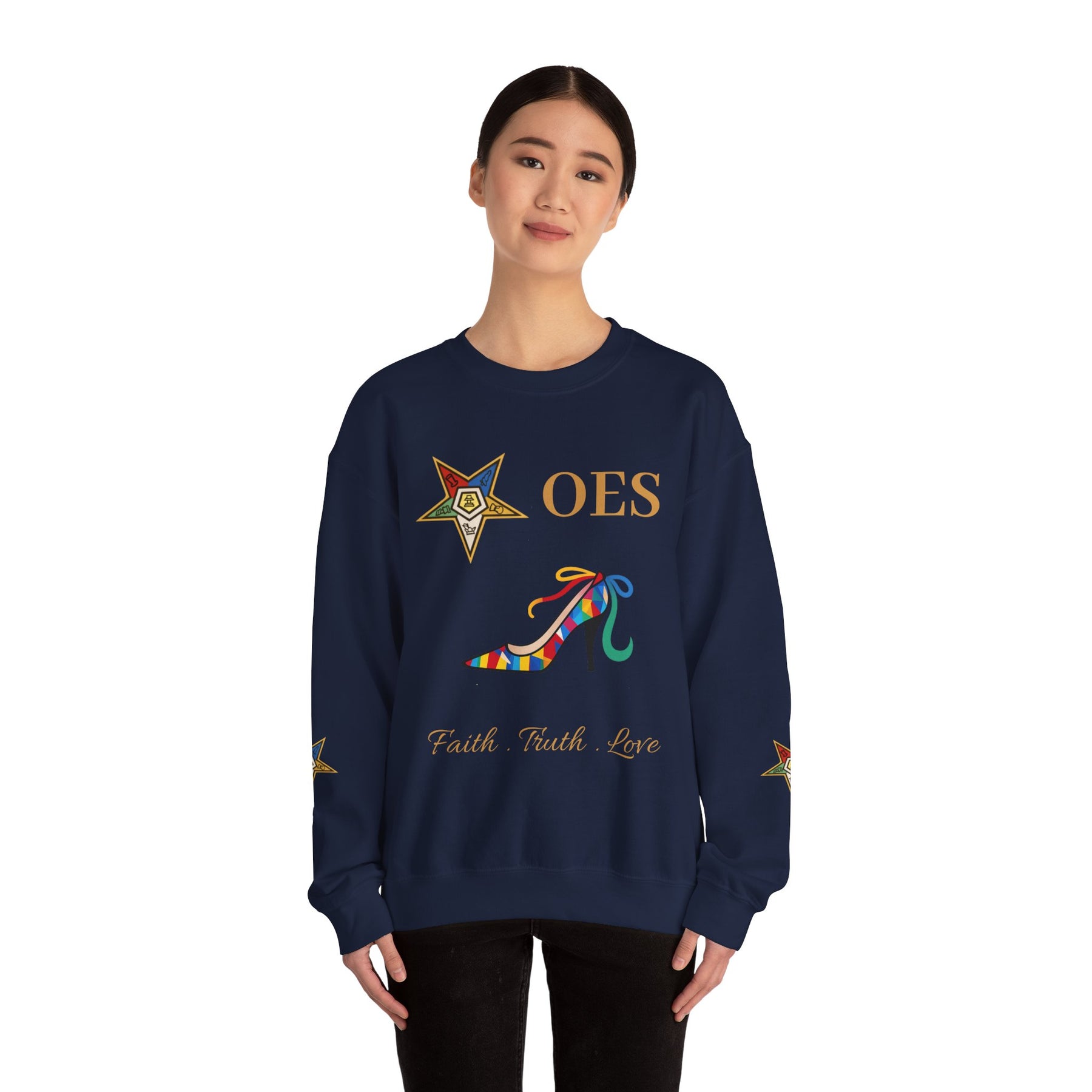 OES Sweatshirt - Faith Truth & Love with The Colorful Eastern Star - Bricks Masons