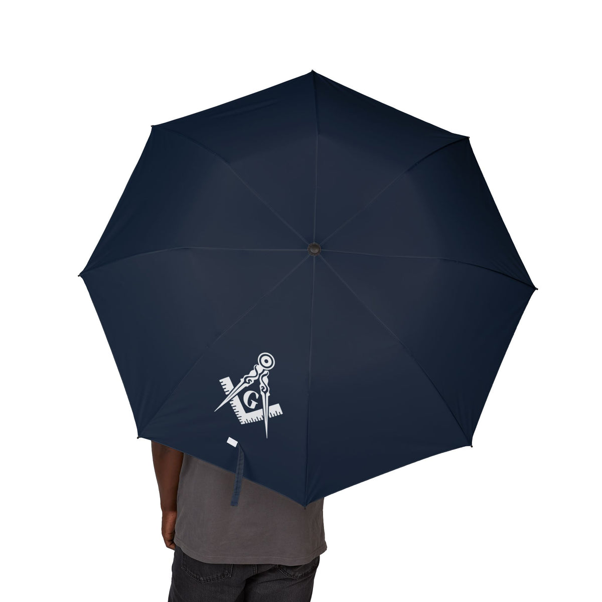 Master Mason Blue Lodge Umbrella - Dark Blue with Square & Compasses G - Bricks Masons