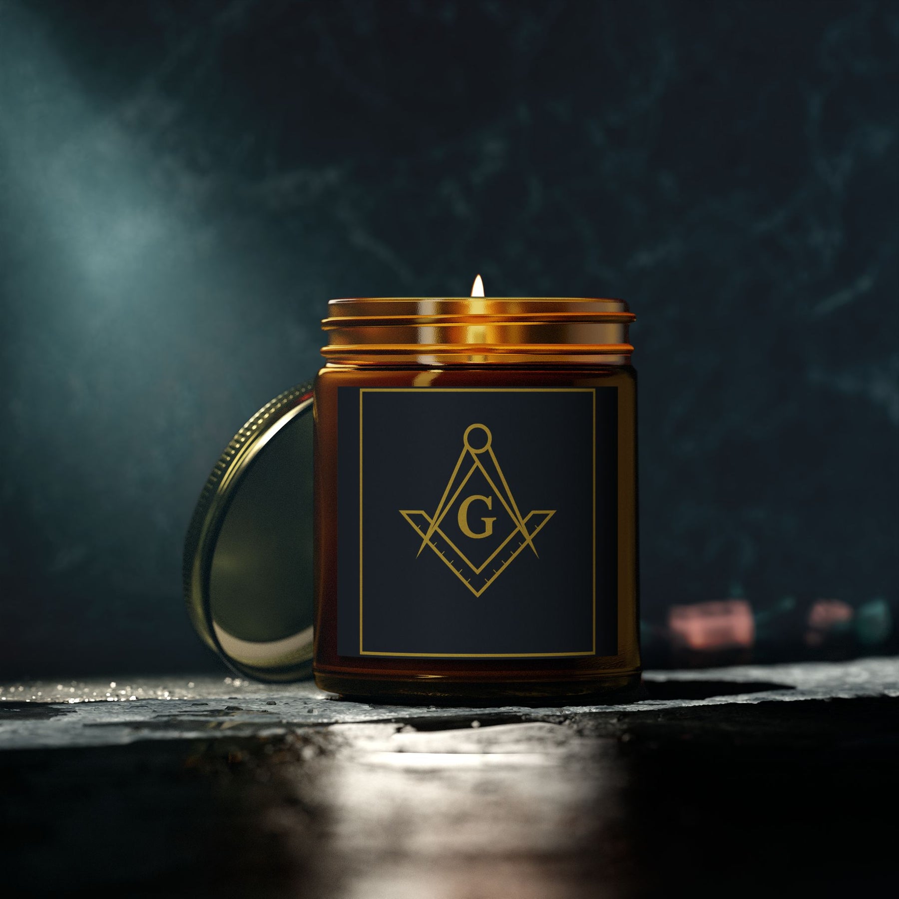 Master Mason Blue Lodge Candle - Scented Coconut Apricot Wax, 4oz & 9oz - Bricks Masons