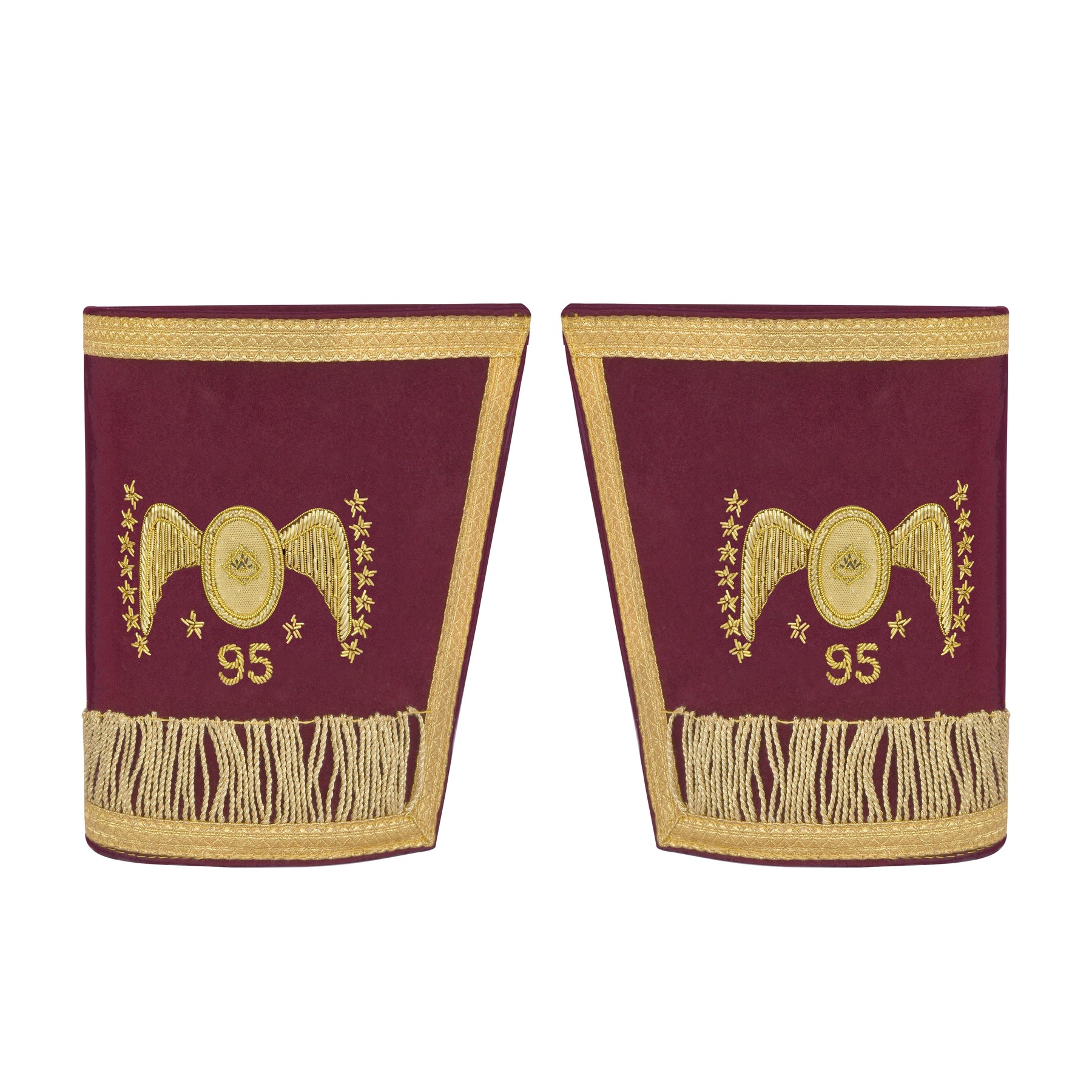 95th Degree Memphis Misraim Regalia Set - Burgundy & Gold Hand Embroidery - Bricks Masons