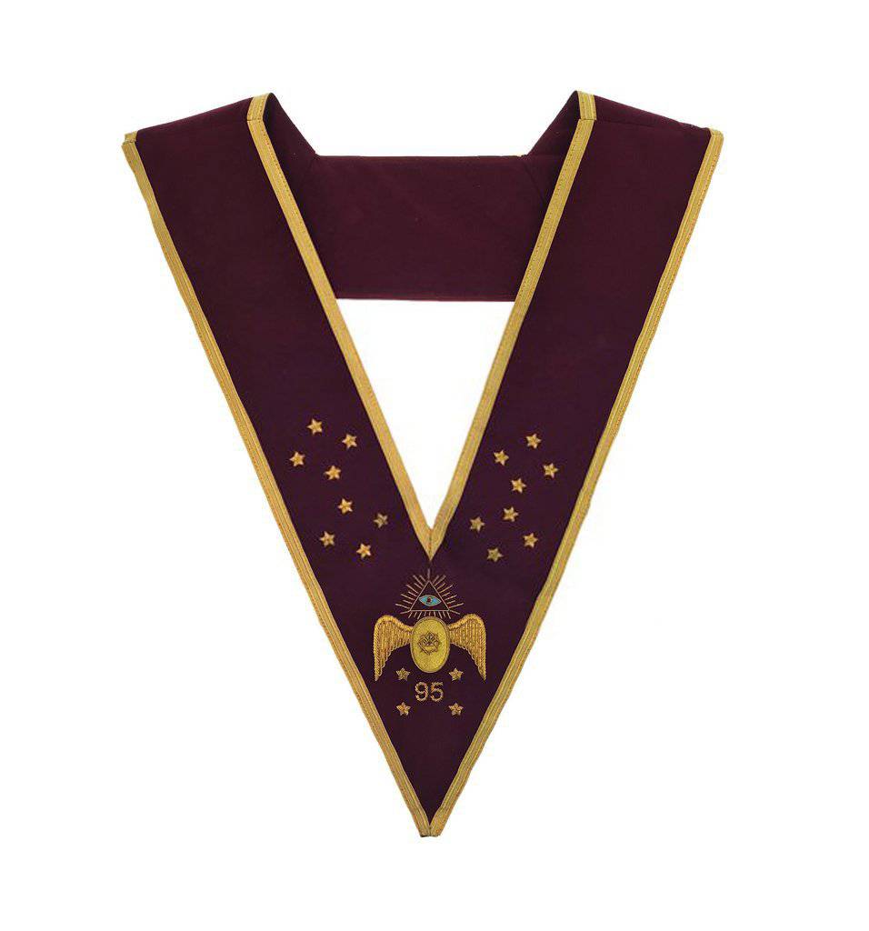 95th Degree Memphis Misraim French Regulation Regalia Set - Maroon Hand Embroidery - Bricks Masons