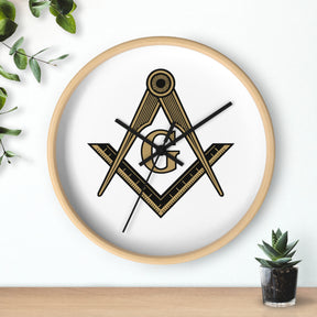 Master Mason Blue Lodge Clock - Distinguished S&C G on White Dial - Bricks Masons