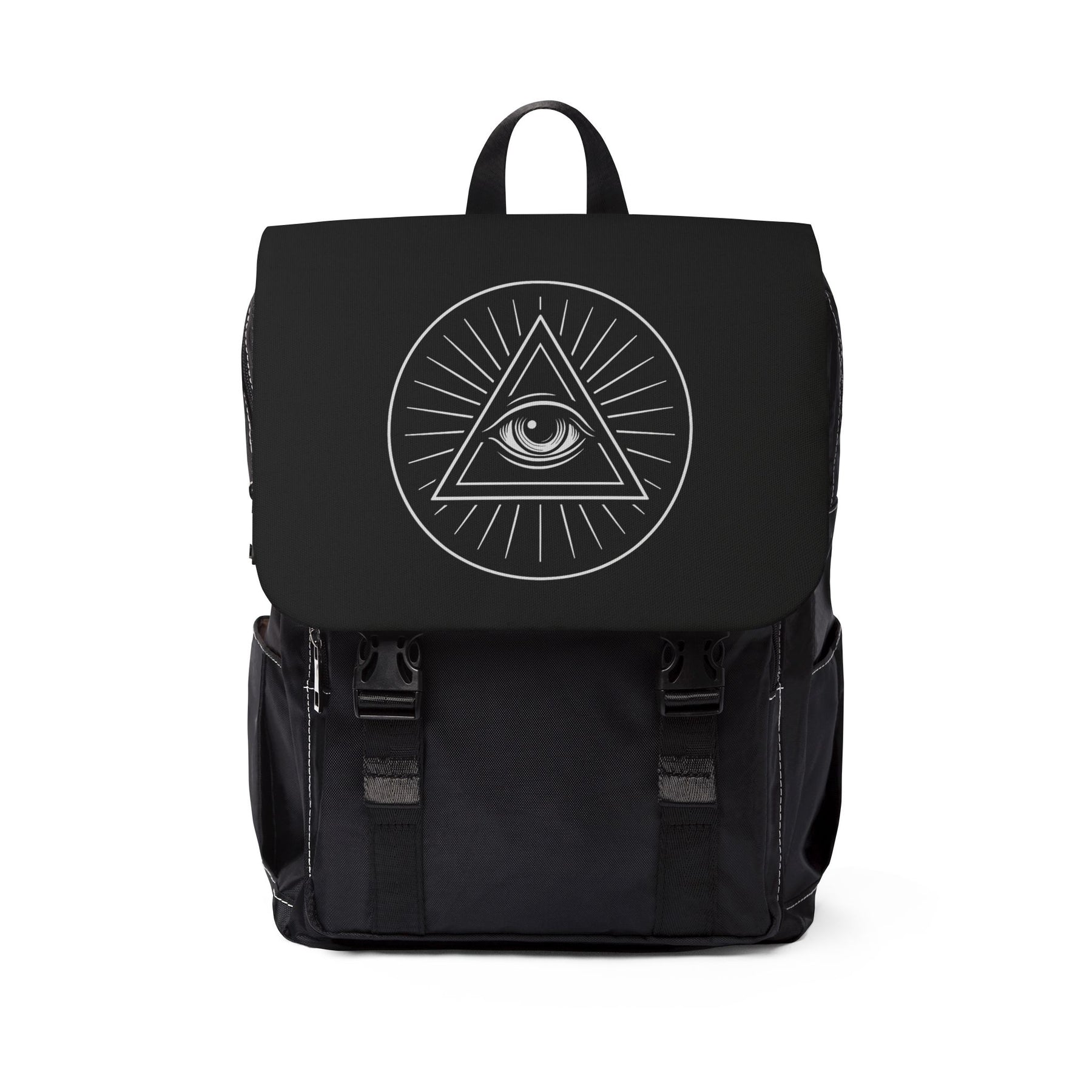 Eye of Providence Backpack - White & Black With Multiple Compartments - Bricks Masons