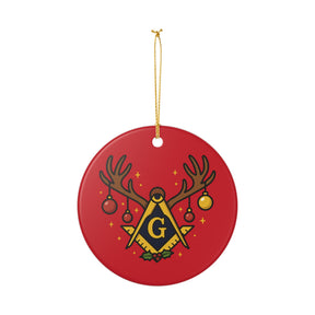 Master Mason Blue Lodge Christmas Ornament - Ceramic Keepsake with S&C G - Bricks Masons