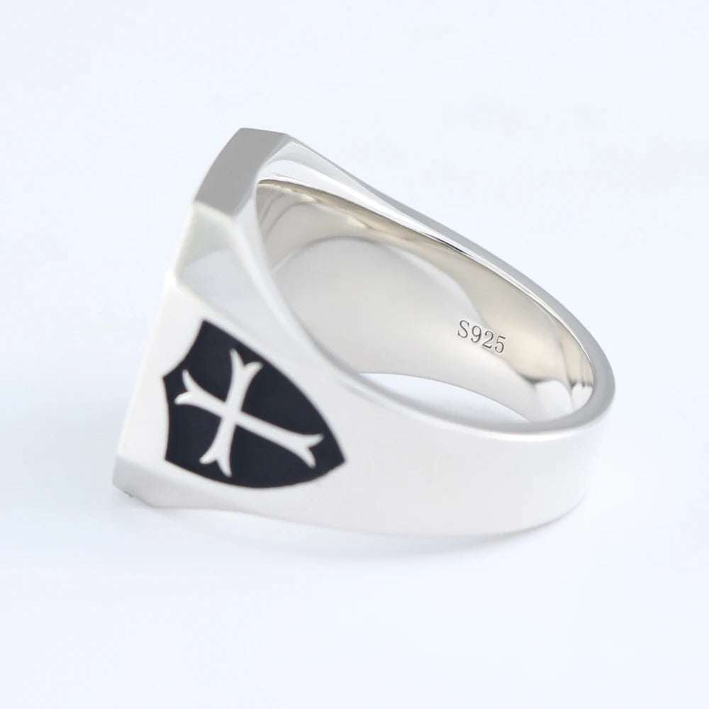 Knights Templar Ring - Maltese Cross Sterling Silver Ring - Bricks Masons
