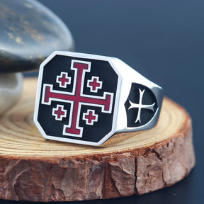 Knights Templar Ring - Maltese Cross Sterling Silver Ring - Bricks Masons