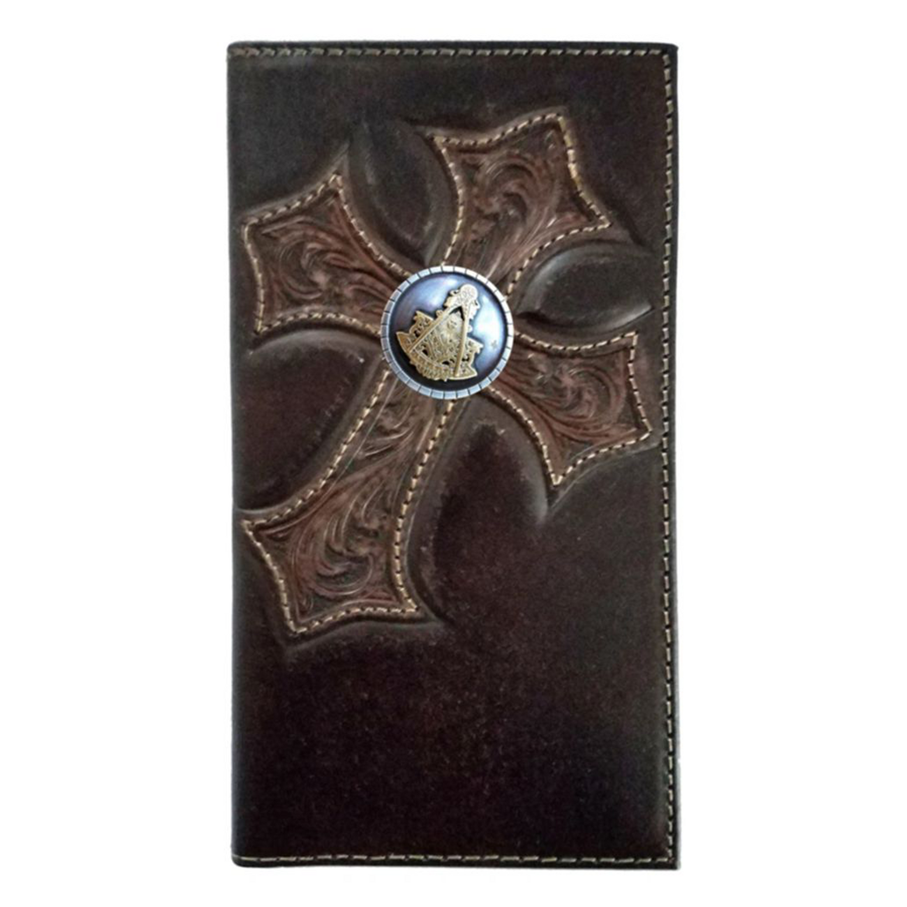 Past Master Blue Lodge Wallet - Genuine Leather Nocona Cross - Bricks Masons