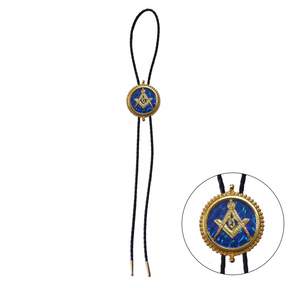 Master Mason Blue Lodge Bolo Tie and Buckle Set - Blue Raised Square & Compass - Bricks Masons