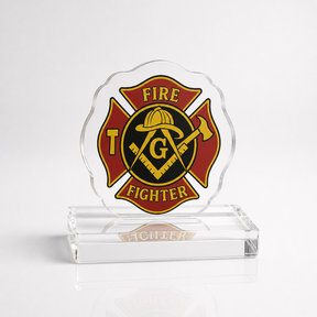 Master Mason Blue Lodge Plaque - Square & Compass G Firefighter Mason - Bricks Masons