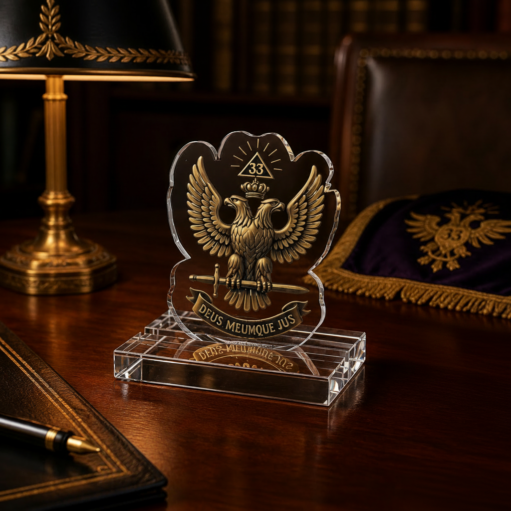 33rd Degree Scottish Rite Plaque - Deus Meumque Jus Wings Up - Bricks Masons