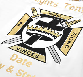 Knights Templar Banner - Personalized Machine Embroidery Golden Braid & Fringe - Bricks Masons