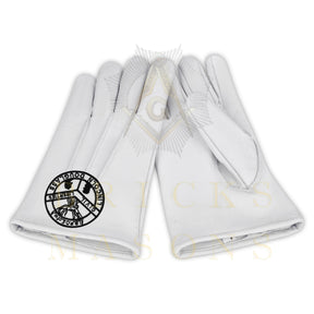 Elks of the World Gloves - White Leather Civil Liberties - Bricks Masons