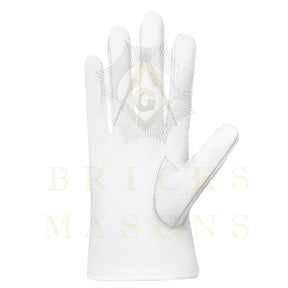 Lady Knights HoTC Gloves - White Leather Cross & Crown Emblem - Bricks Masons