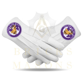 Elks of the World Gloves - White Leather Buck and Doe - Bricks Masons