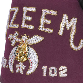 Shriners Fez Hat - Burgundy Wool Rhinestones Letters