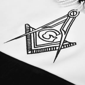 Master Mason Blue Lodge Apron - Black Velvet With Silver Machine Embroidery