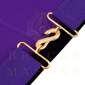 Past District Deputy Grand Master Blue Lodge Apron - Purple Velvet Golden Bullion With Wreath & Fringe - Bricks Masons