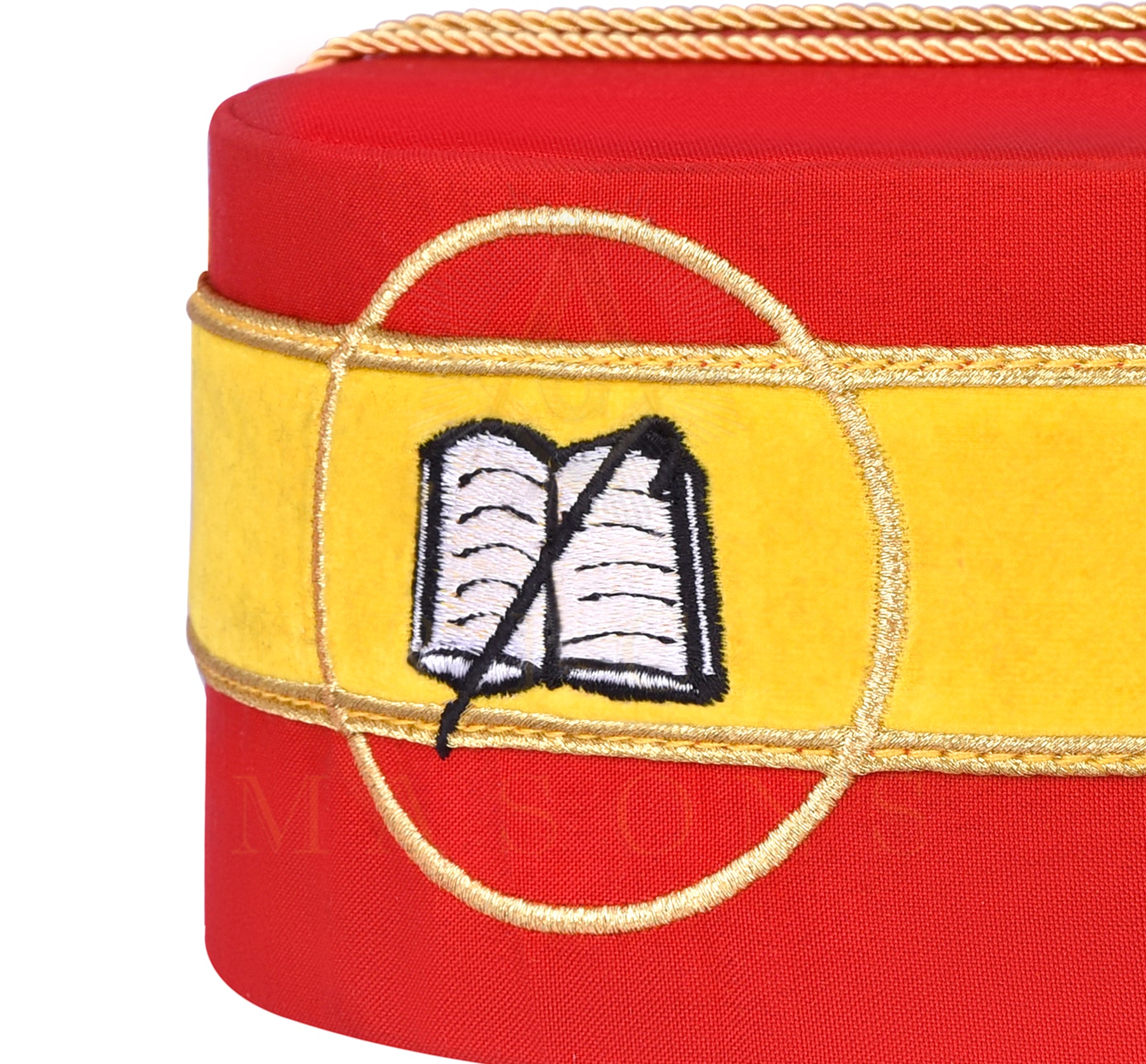 Chaplain Royal Arch Chapter Officer Crown Cap -  Yellow Velvet Band Hand Embroidery - Bricks Masons