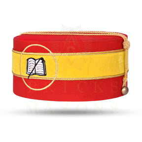 Chaplain Royal Arch Chapter Officer Crown Cap -  Yellow Velvet Band Hand Embroidery - Bricks Masons