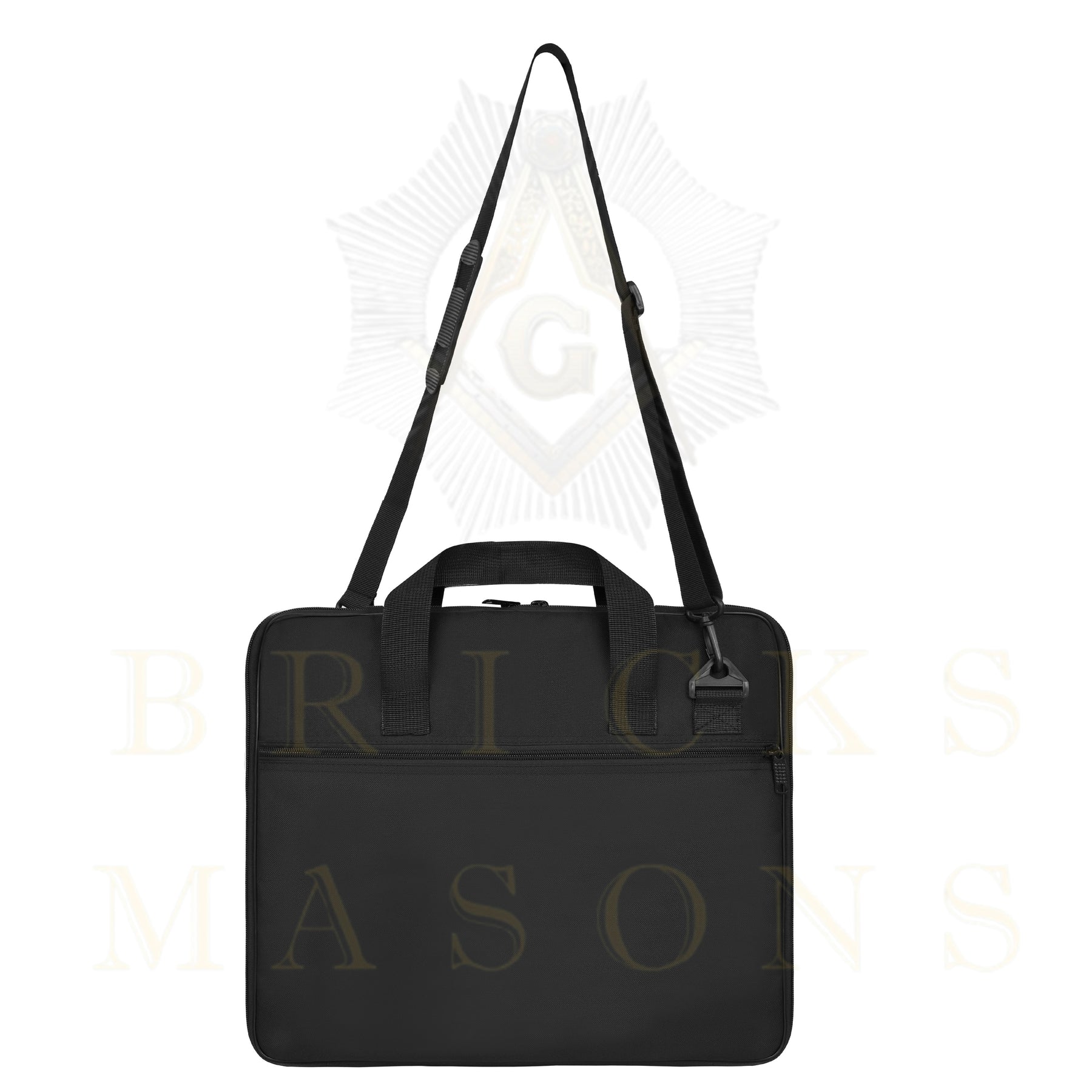 Master Mason Blue Lodge Apron Case - Black Cordura With Embroidered Square & Compass - Bricks Masons