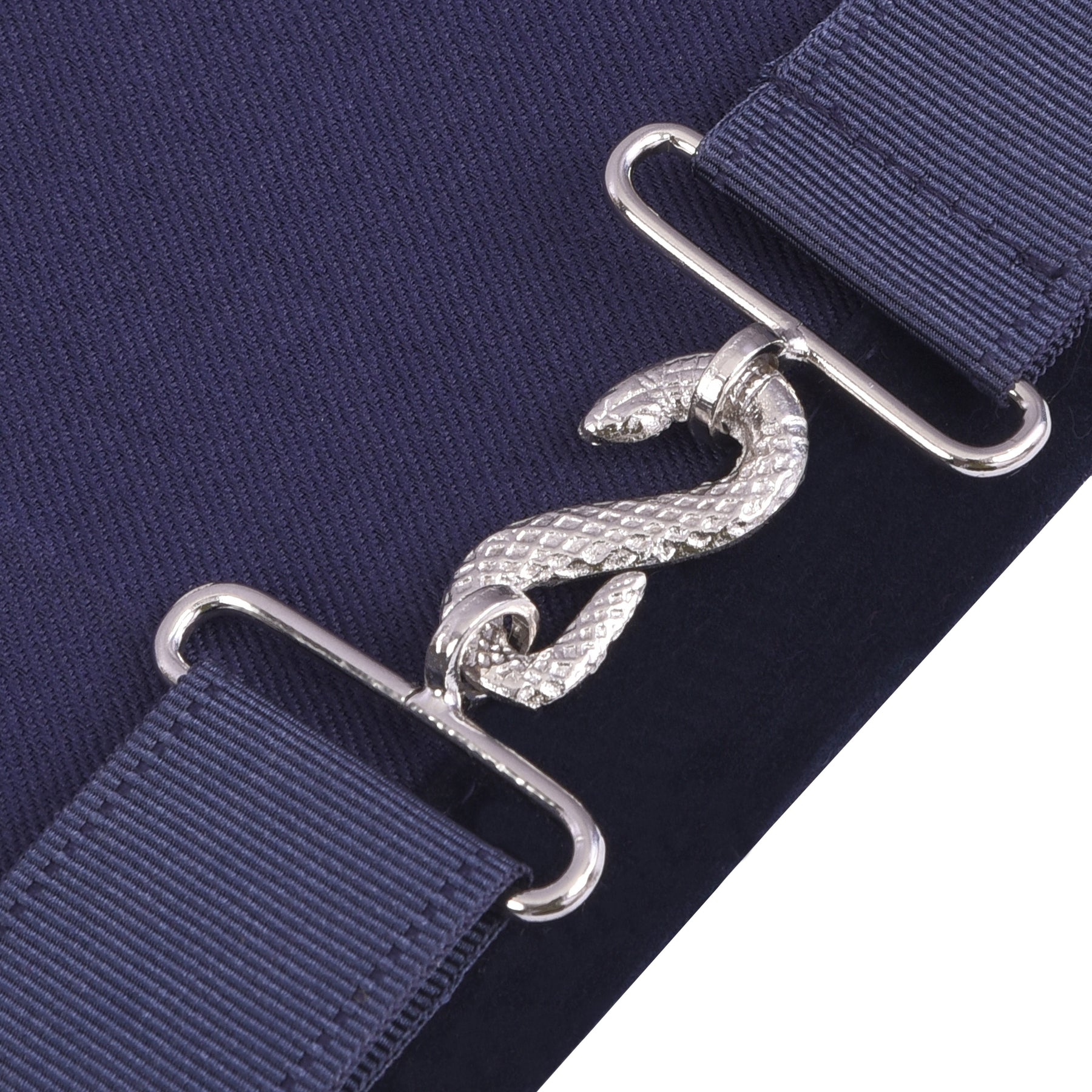 Past Master Blue Lodge Apron - Navy Velvet Borders & Silver Bullion Hand Embroidery - Bricks Masons