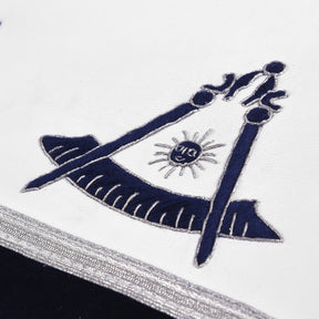 Past Master Blue Lodge Apron - Navy Velvet With Silver Braid & Fringe