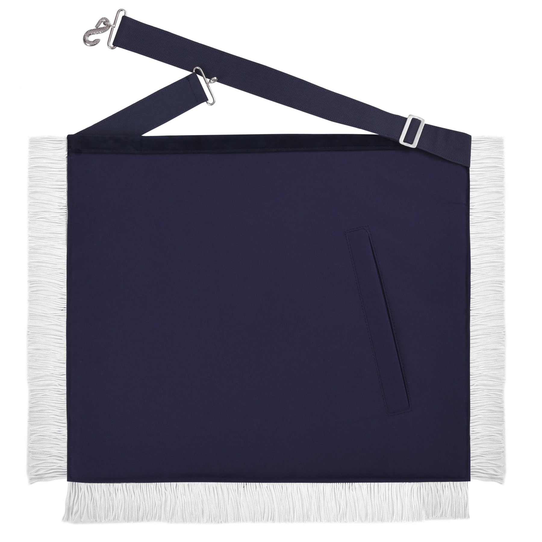 Past Master Blue Lodge Apron - Navy Velvet With Silver Braid & Fringe