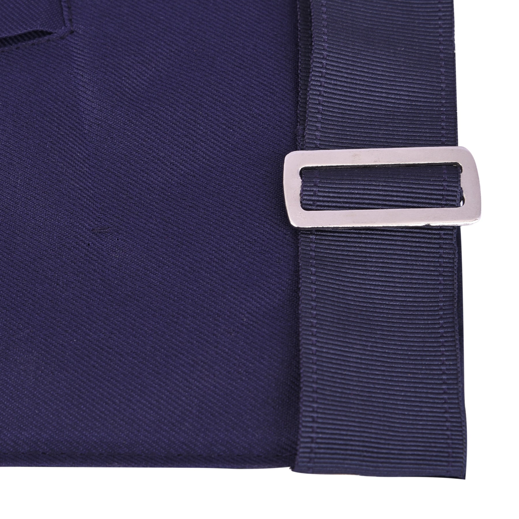 Chaplain Blue Lodge Officer Apron - Navy Velvet With Silver Embroidery Thread