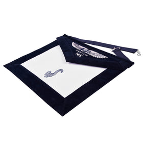 Senior Steward Officer Apron - Kenton Lodge Navy Velvet With Silver Embroidery Thread