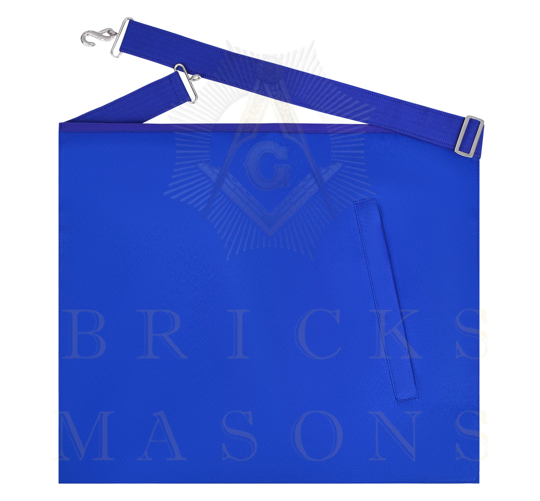 Secretary Blue Lodge Officer Apron - Blue Ribbon With Machine Embroidery Customizable Flap - Bricks Masons