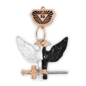 33rd Degree Scottish Rite Collar Jewel - Wings Up Rose Gold Plated - Bricks Masons