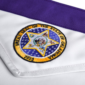 Past Master Blue Lodge California Regulation Apron - Great Seal Of The State Of Oklahoma - Bricks Masons