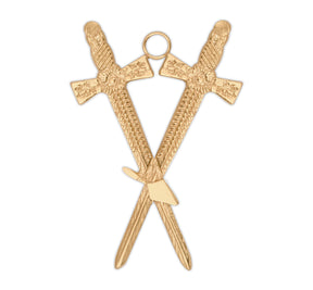 Steward Royal & Select Masters Officer Collar Jewel - Gold Plated Trowel & Crossed Swords - Bricks Masons