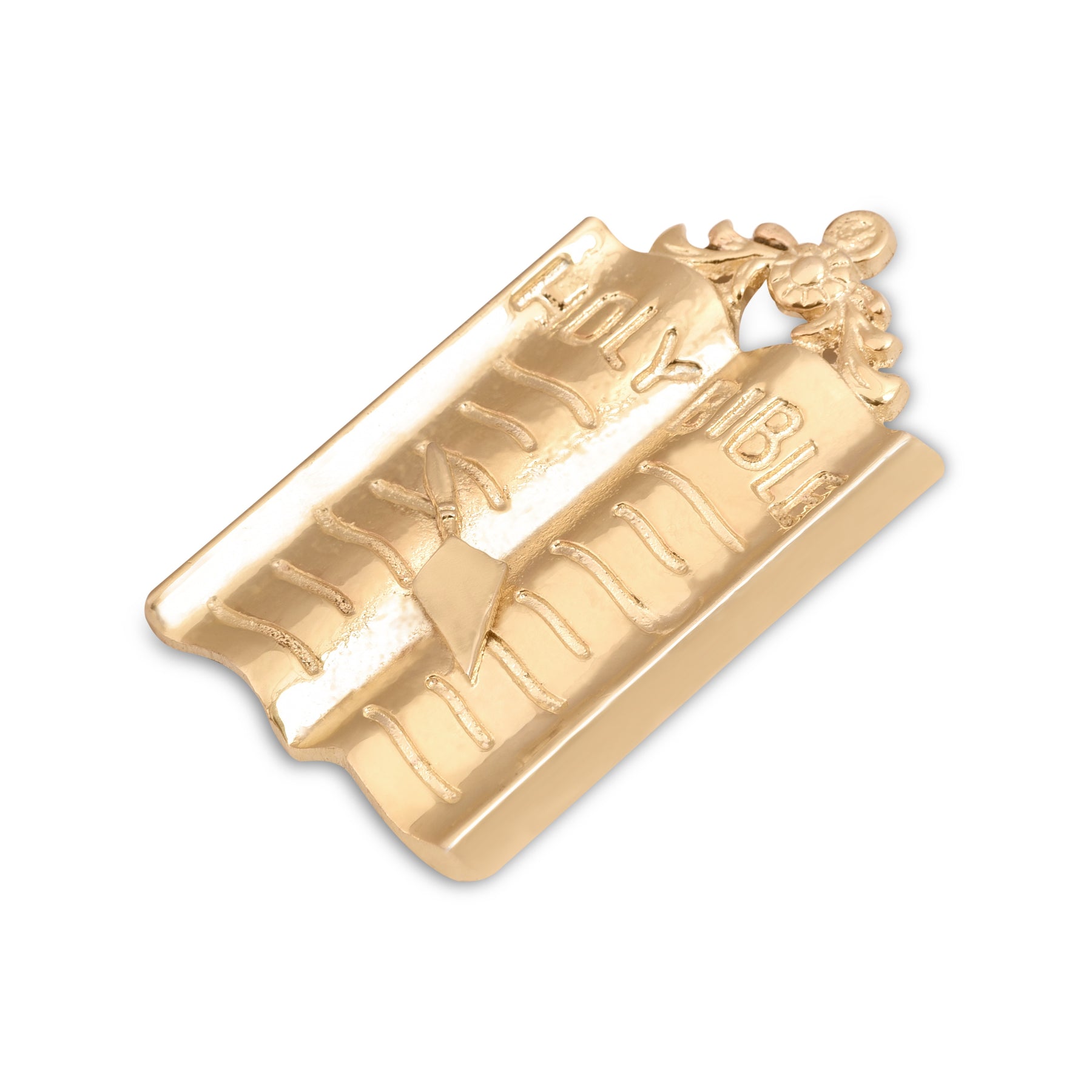Chaplain Royal & Select Masters Officer Collar Jewel - Golden Plated Holy Bible & Trowel - Bricks Masons