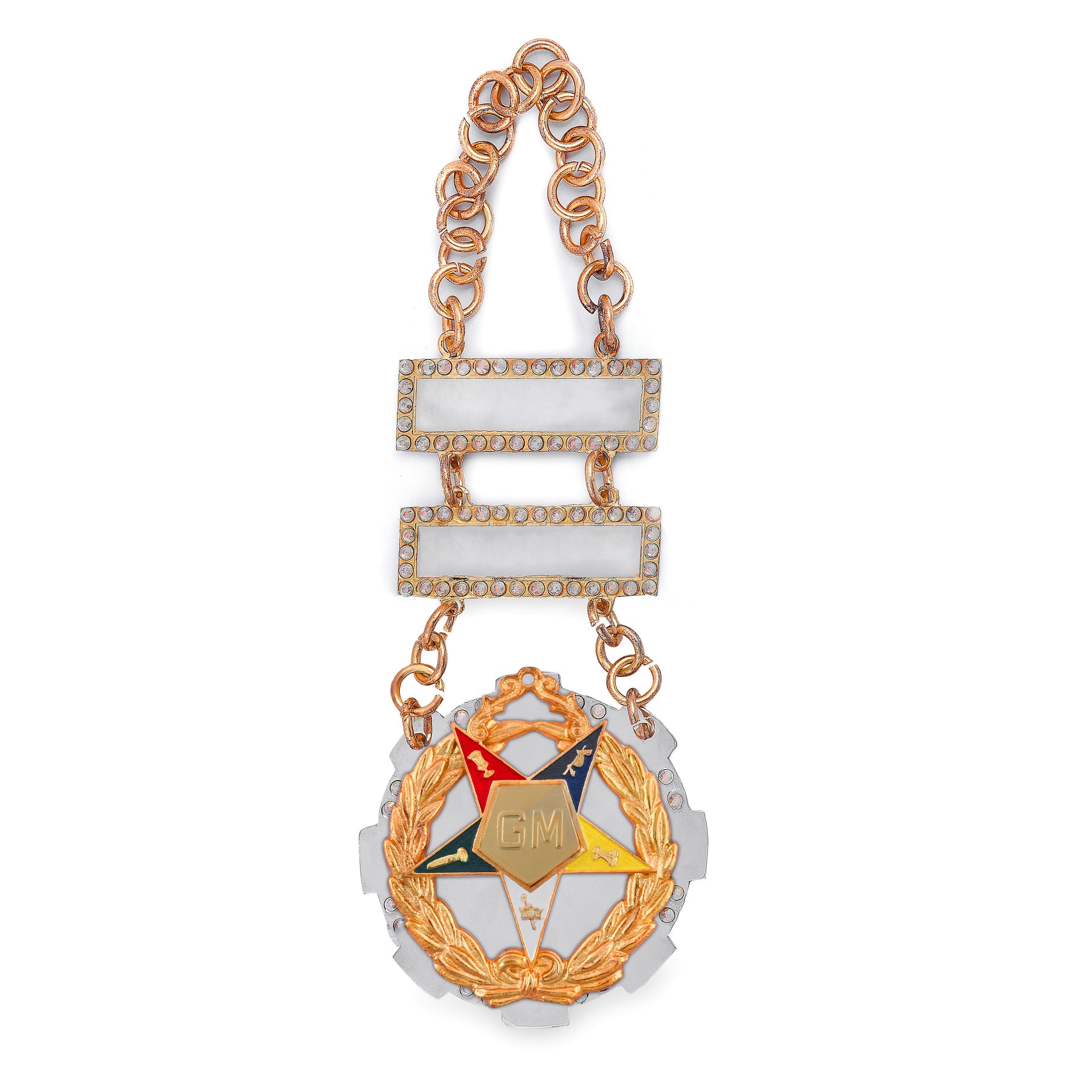 Grand Matron OES Officer Collar Jewel - Gold Plated With Two Engravable Bars - Bricks Masons