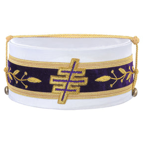 Past Most Eminent Grand Master Grand Encampment Knights Templar Commandery Crown Cap - Purple Velvet & White - Bricks Masons