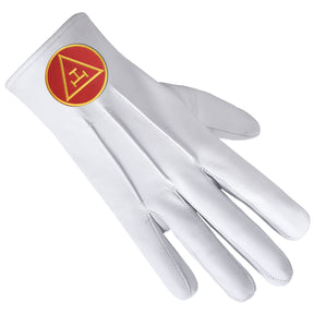 Royal Arch Chapter Glove - Leather With Red Triple Tau Emblem - Bricks Masons